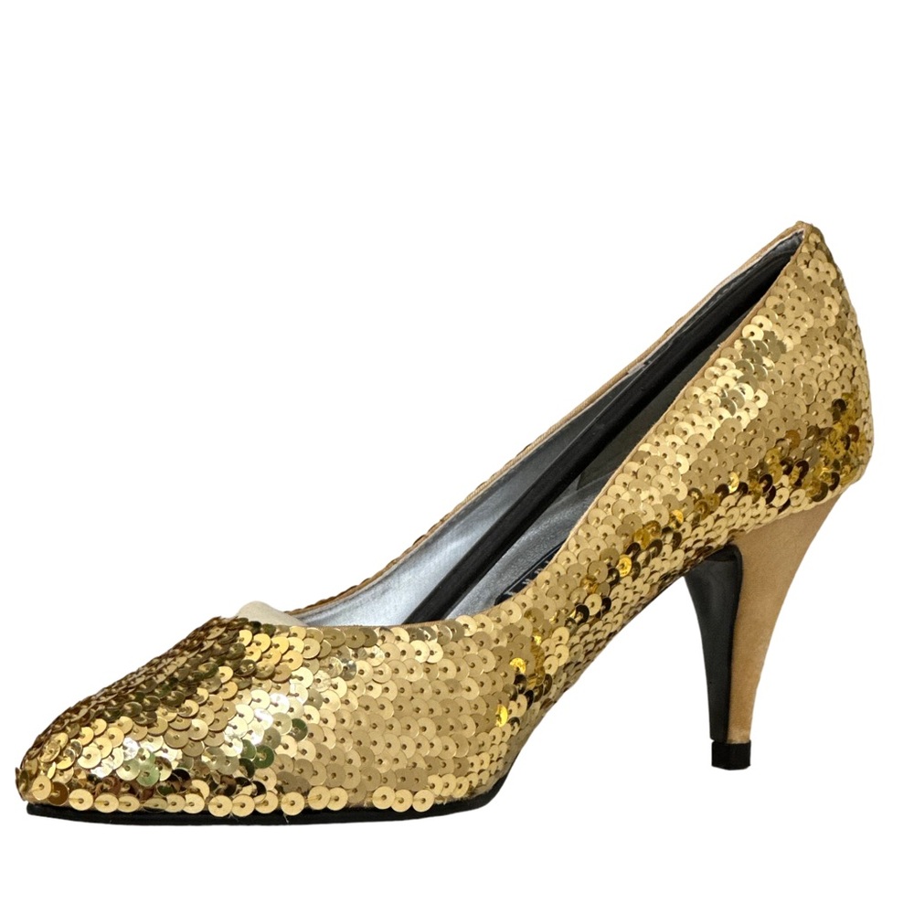 Sequined Gold Heels 3 1/4 inch BOUTIQUE